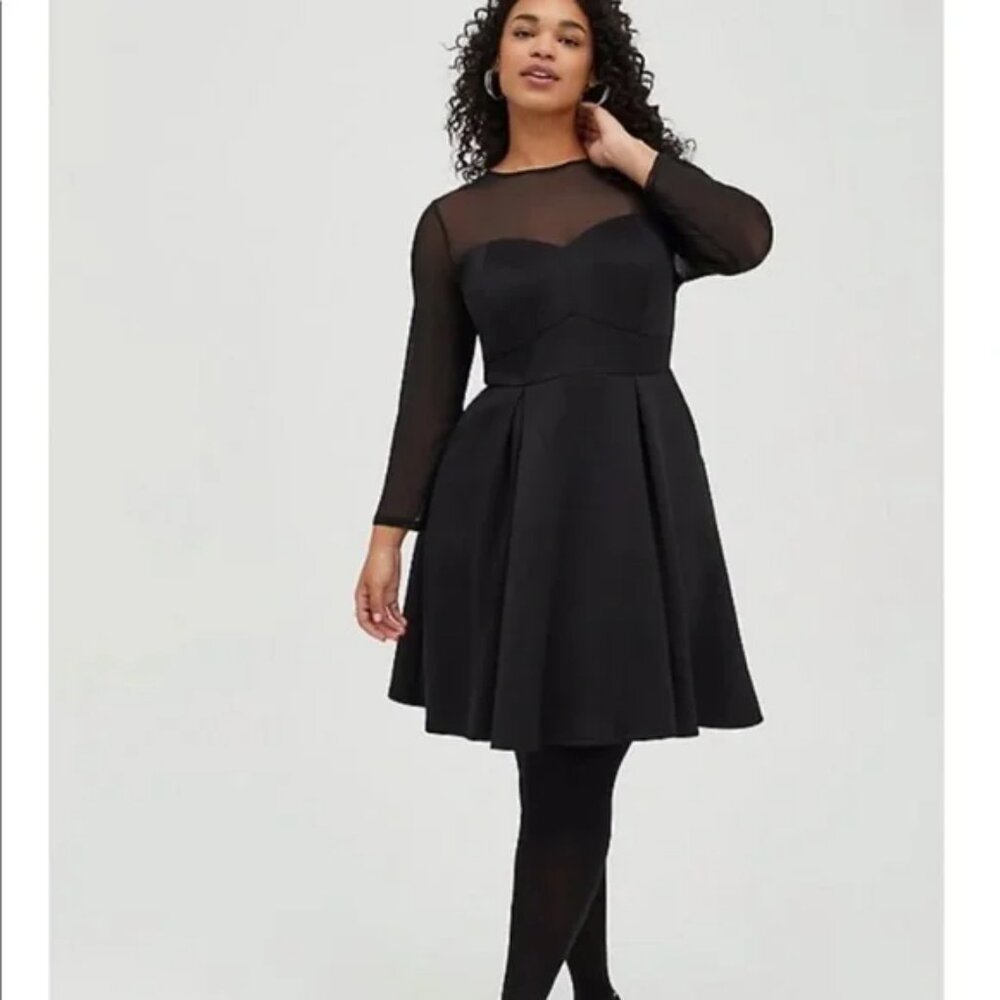 Torrid Mesh and Corset Back Scuba Fit & Flare Dress